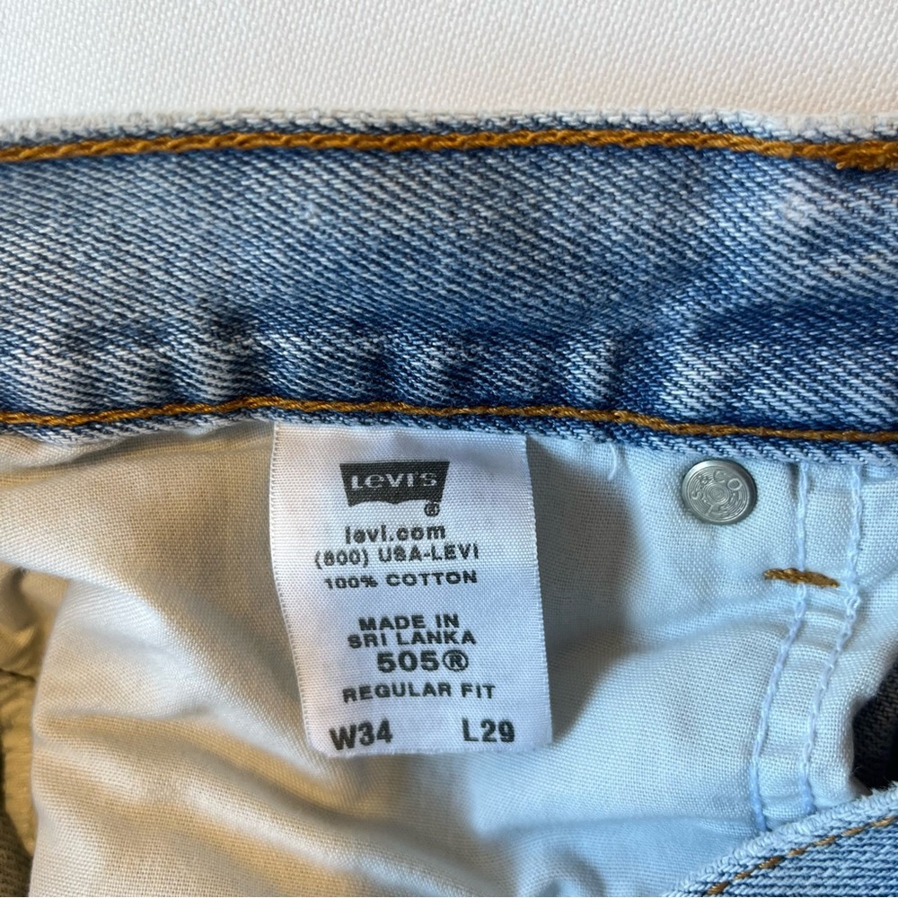Levis 505 straight leg Vintage Y2K jeans 34 x 29 Light blue wash Mens Denim - Picture 6 of 8